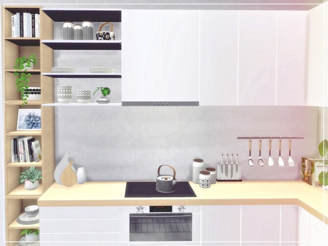 Sims 4 White Kitchen by Summerr Plays at TSR