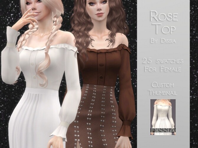 Sims 4 Rose Top by Dissia at TSR