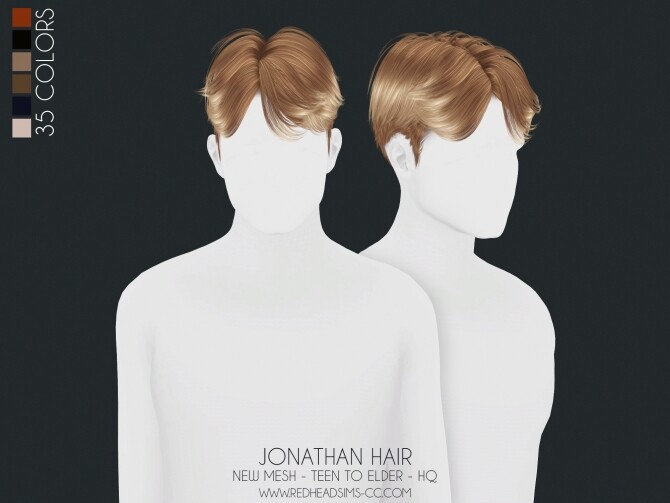 Sims 4 JONATHAN HAIR ALL AGES at REDHEADSIMS