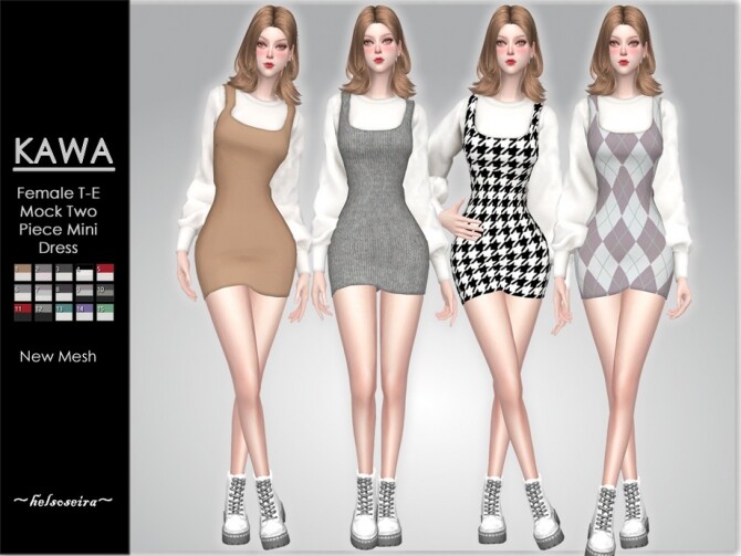 Sims 4 KAWA 2 piece Mini Dress by Helsoseira at TSR