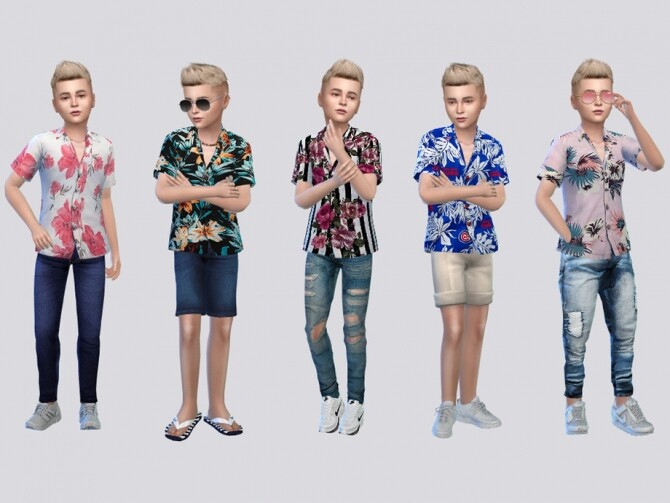 Sims 4 Floral ButtonUp Shirts Kids by McLayneSims at TSR