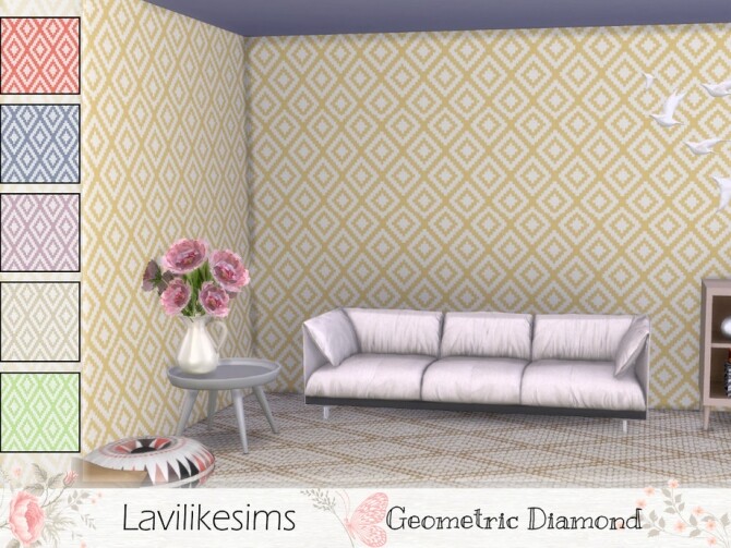 Sims 4 Geometric Diamond wallpaper by lavilikesims at TSR