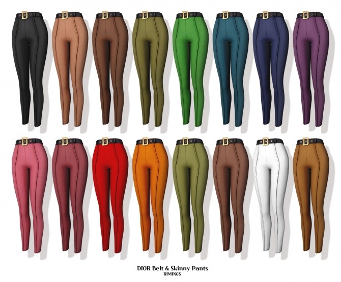 Sims 4 Silk Blouse & Skinny Pants & Knit Beret at RIMINGs