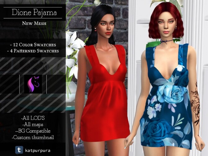 Sims 4 Dione Pajama by KaTPurpura at TSR