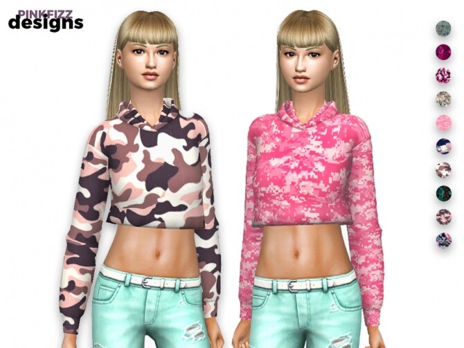 Sims 4 Cropped Hoody by Pinkfizzzzz at TSR