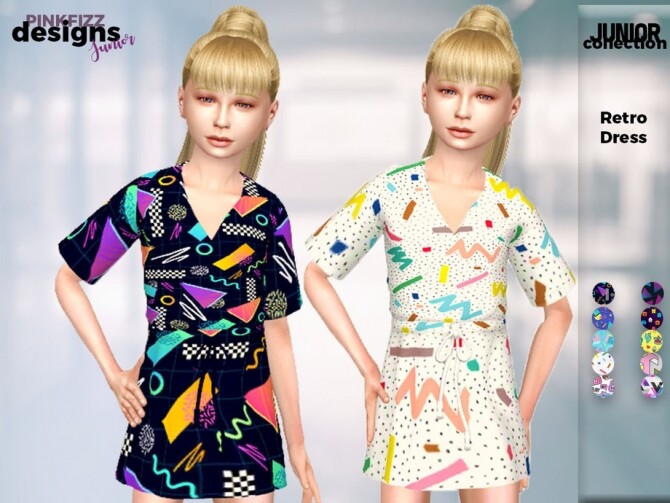 Sims 4 Junior Retro Dress by Pinkfizzzzz at TSR