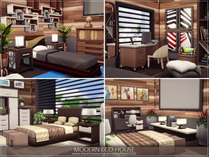 Sims 4 Modern Eco House by MychQQQ at TSR