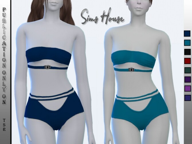 Sims 4 Split swimsuit top with buckle by Sims House at TSR