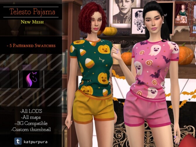Sims 4 Telesto Pajama by KaTPurpura at TSR