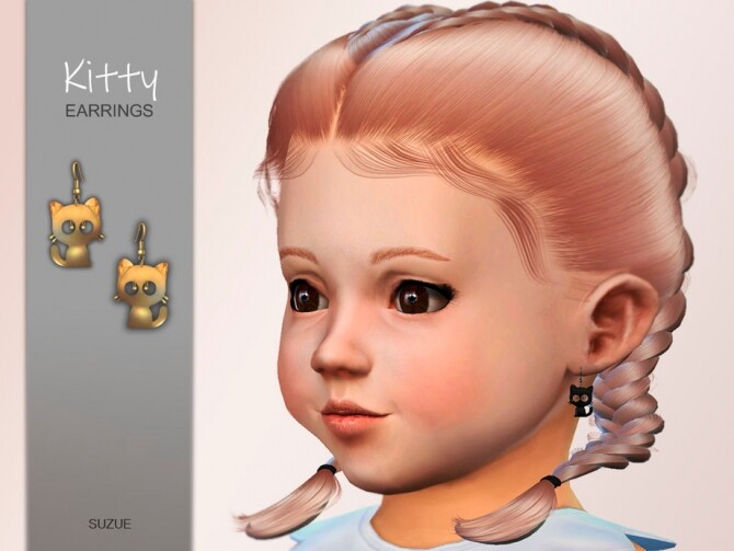 Sims 4 Kitty Toddler Earrings by Suzue at TSR