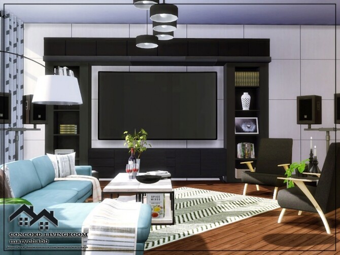 Sims 4 CONCORD Living Room by marychabb at TSR
