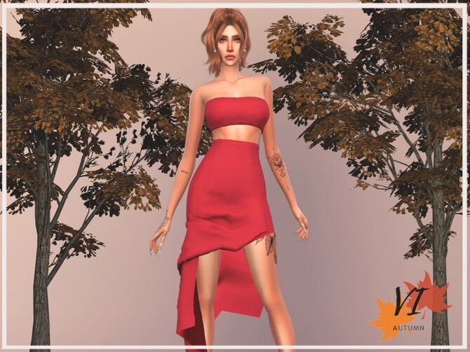 Sims 4 Dress V Autumn VI by Viy Sims at TSR