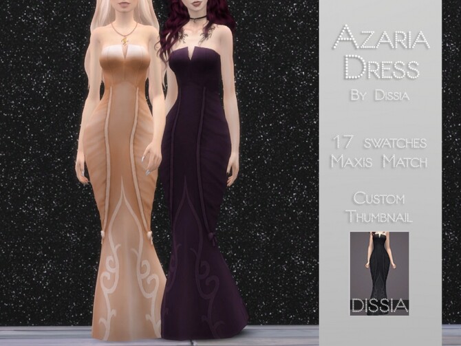 Sims 4 Azaria Dress by Dissia at TSR