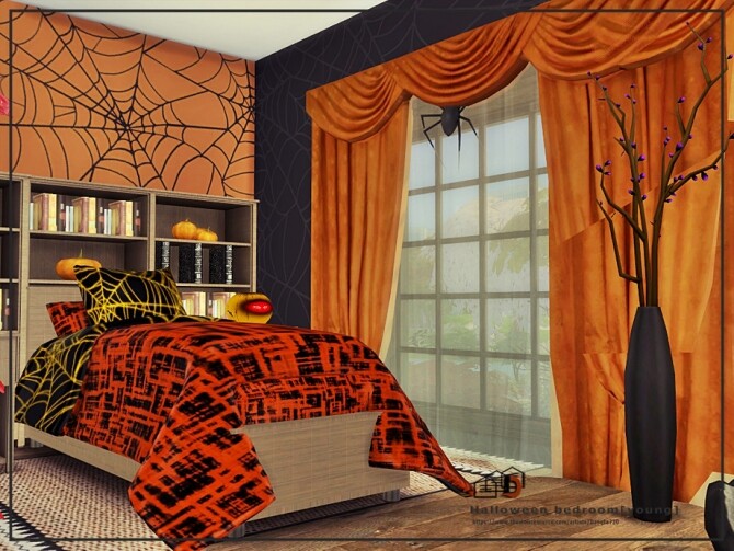 Sims 4 Halloween bedroom by Danuta720 at TSR