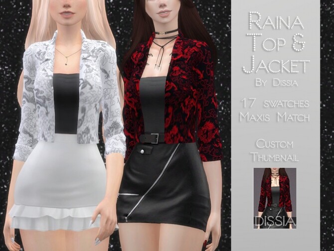 Sims 4 Raina Top with Jacket by Dissia at TSR