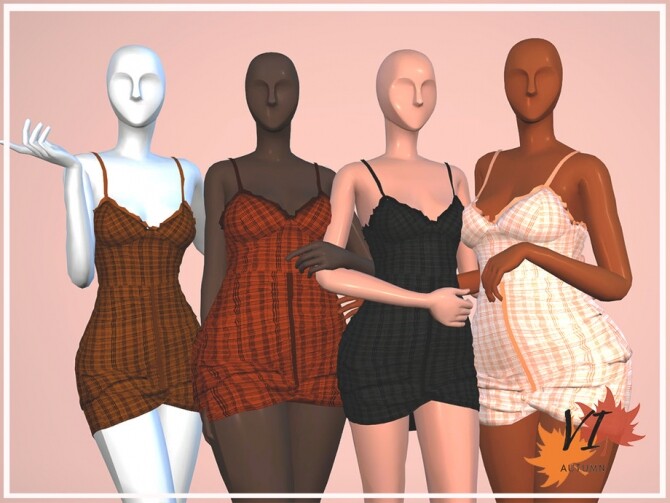 Sims 4 Dress VI Autumn VI by Viy Sims at TSR