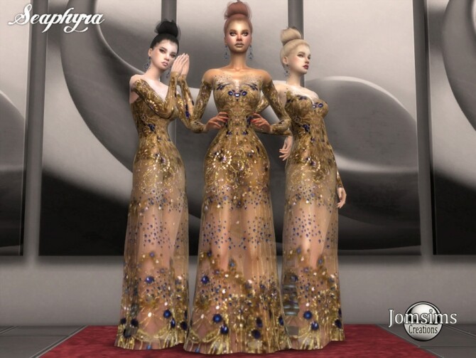 Sims 4 Seaphyra dress by jomsims at TSR