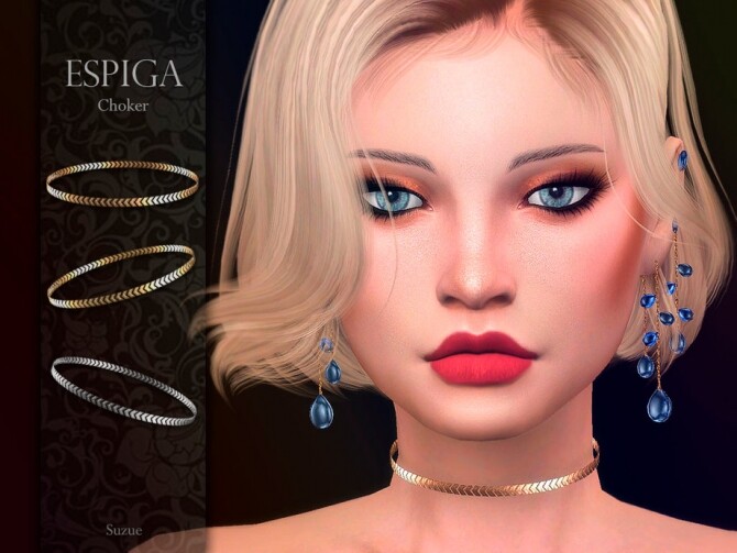 Sims 4 Espiga Choker by Suzue at TSR