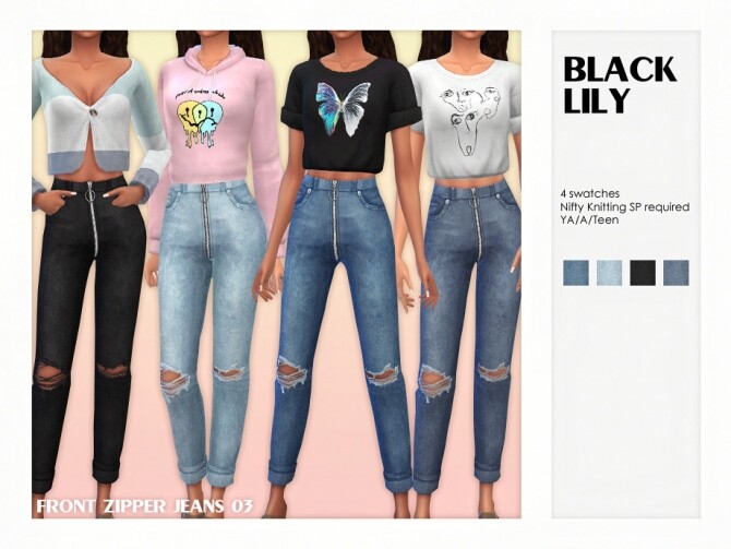 Sims 4 Front Zipper Jeans 03 by Black Lily at TSR