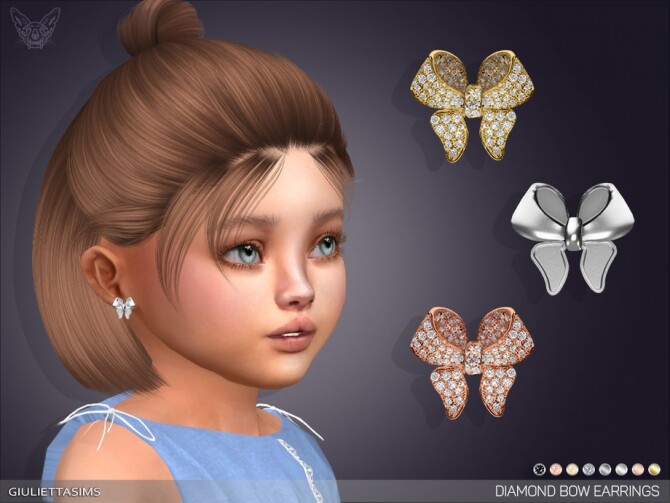 Sims 4 Diamond Pave Bow Earrings For Toddlers by feyona at TSR