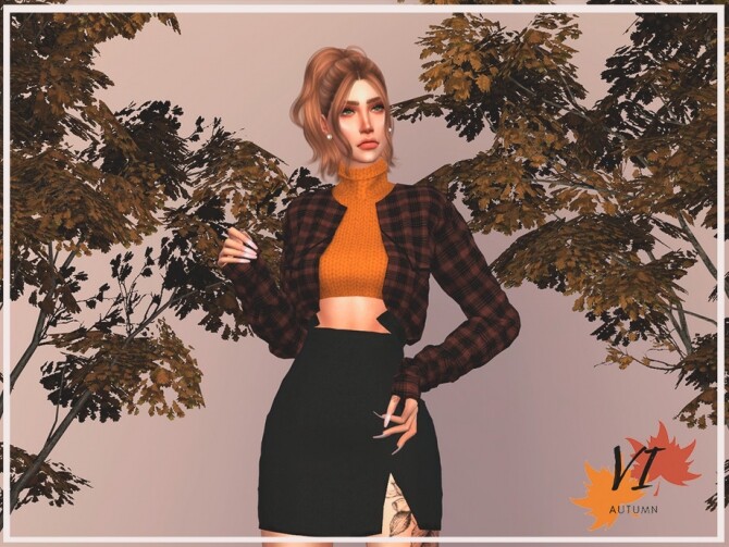 Sims 4 Top + Jacket I Autumn VI by Viy Sims at TSR