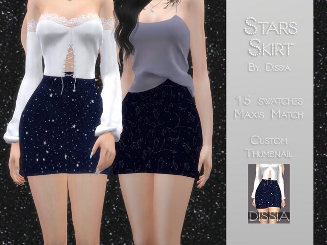 Sims 4 Stars Skirt by Dissia at TSR