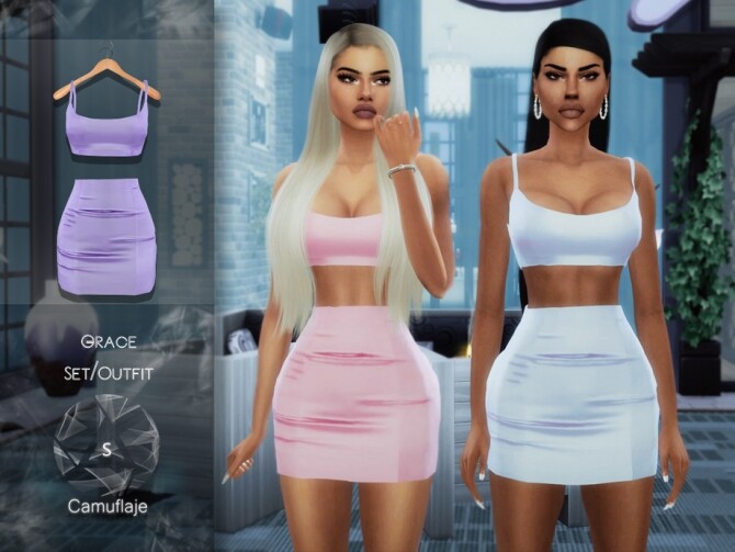 Sims 4 Grace Set Outfit by Camuflaje at TSR