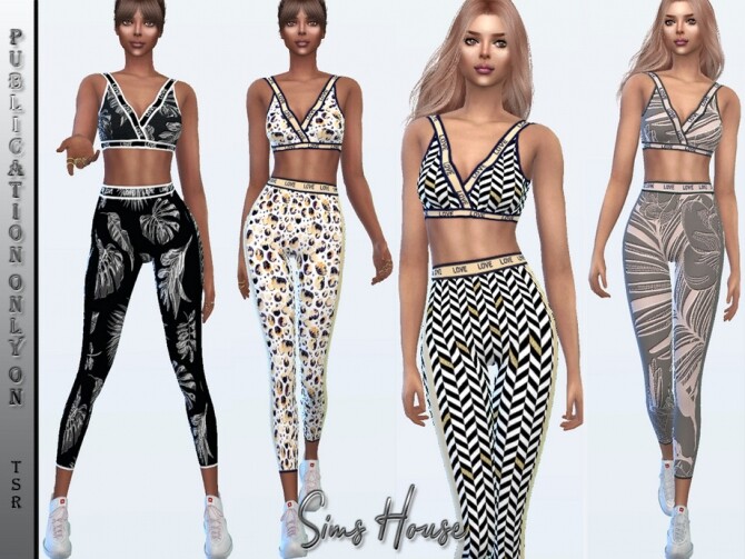 Sims 4 Printed fitness suit by Sims House at TSR