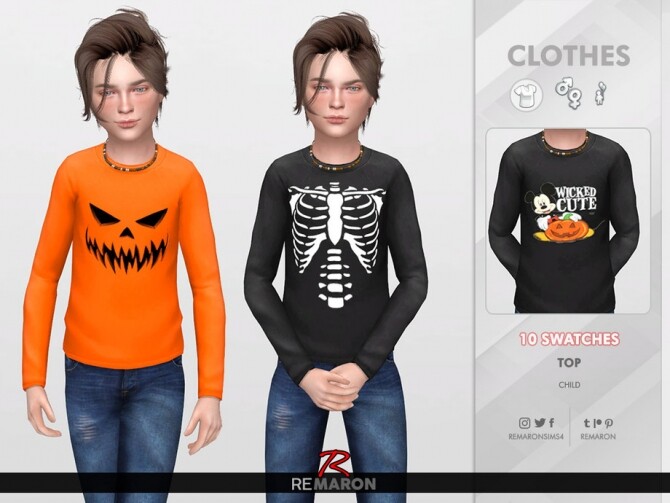 Sims 4 Halloween Shirt for Child 01 by remaron at TSR