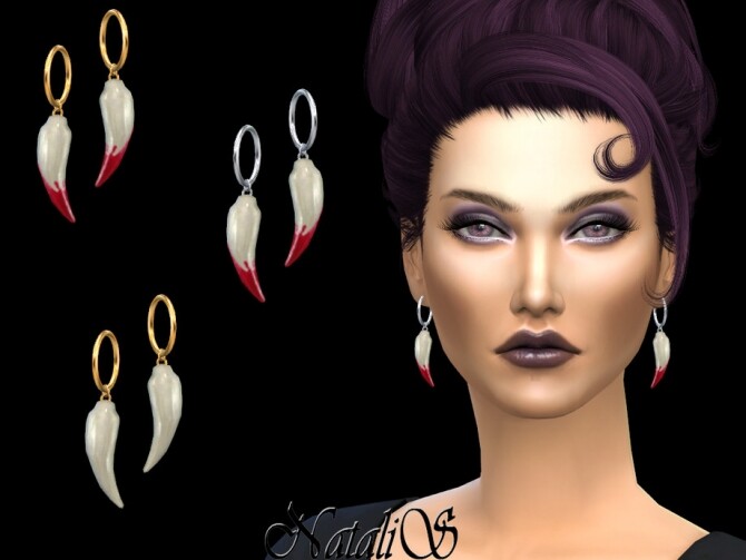 Sims 4 Vampire teeth earrings by NataliS at TSR