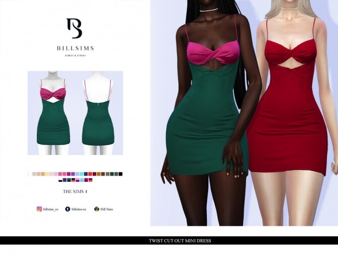 Sims 4 Twist Cut Out Mini Dress by Bill Sims at TSR