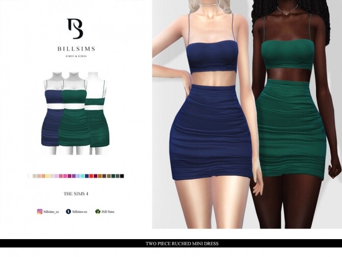 Sims 4 Two Piece Ruched Mini Dress by Bill Sims at TSR