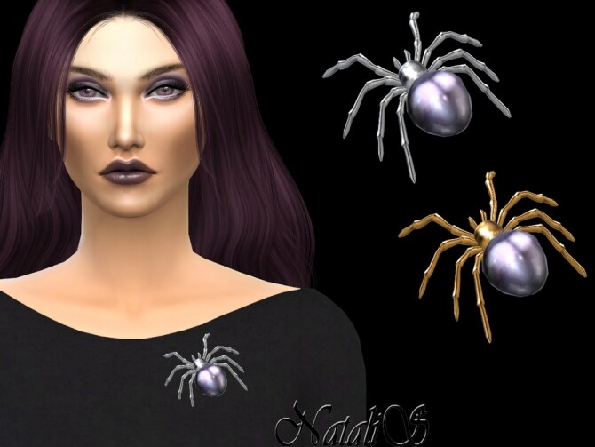 Sims 4 Haloween pearl spider brooch by NataliS at TSR
