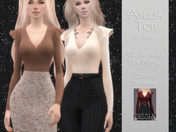 Sims 4 Amelia Top by Dissia at TSR