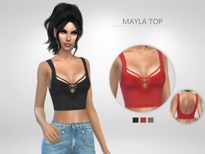 Sims 4 Mayla cut out top by Puresim at TSR