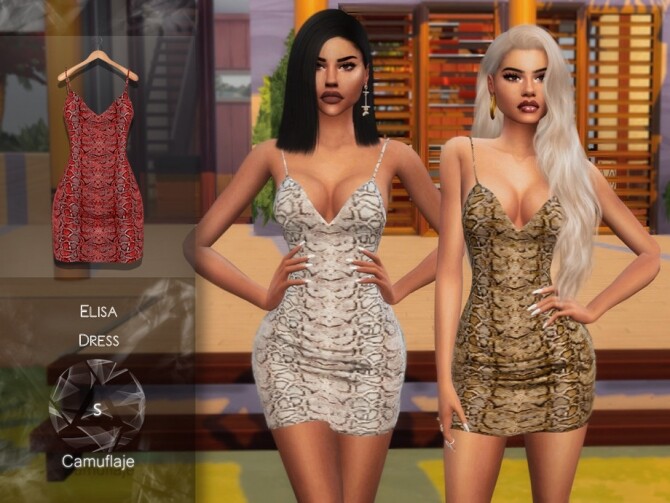 Sims 4 Elisa Dress by Camuflaje at TSR