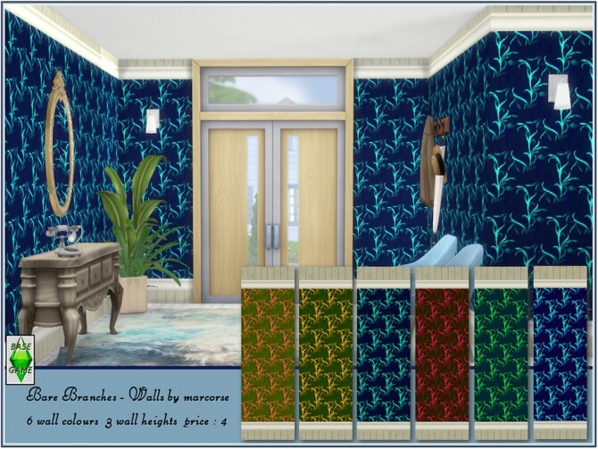 Sims 4 Bare Branches Walls by marcorse at TSR
