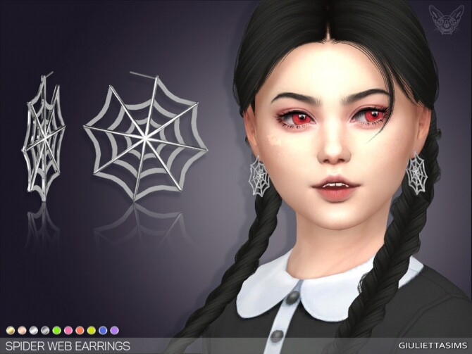 Sims 4 Spider Web Earrings For Kids by feyona at TSR