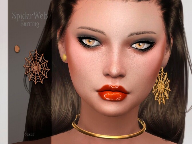Sims 4 SpiderWeb Earrings by Suzue at TSR