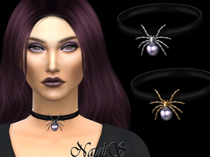 Sims 4 Pearl spider choker by NataliS at TSR