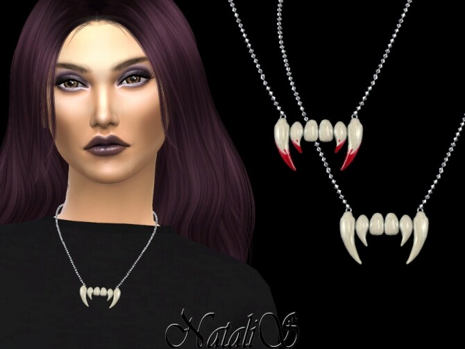 Sims 4 Vampire teeth necklace by NataliS at TSR