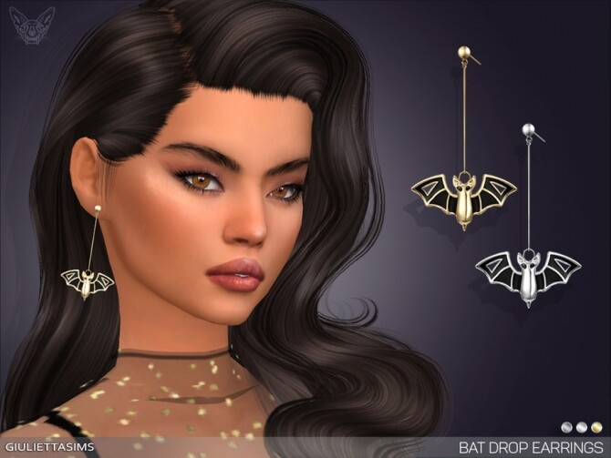 Sims 4 Bat Drop Earrings by feyona at TSR