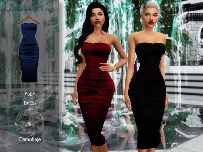 Sims 4 Ruby Dress by Camuflaje at TSR