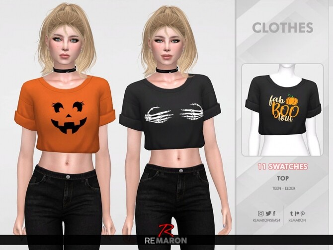 Sims 4 Halloween Shirt for Women 01 by remaron at TSR