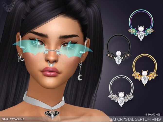 Sims 4 Bat Crystal Septum Nose Ring by feyona at TSR