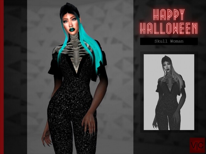 Sims 4 Skull Woman Halloween VI by Viy Sims at TSR