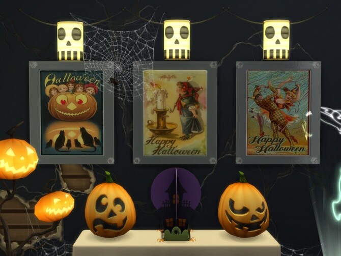 Sims 4 Vintage Halloween Prints Set by spitzmagic at TSR