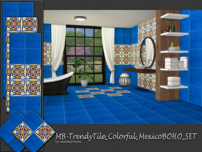 Sims 4 MB Trendy Tile Colorful Mexico BOHO SET by matomibotaki at TSR