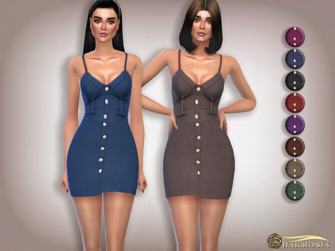 Sims 4 Corset Design Button Front Dress by Harmonia at TSR