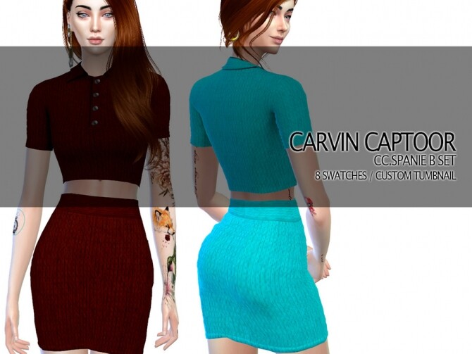 Sims 4 Spanie B Skirt Set by carvin captoor at TSR